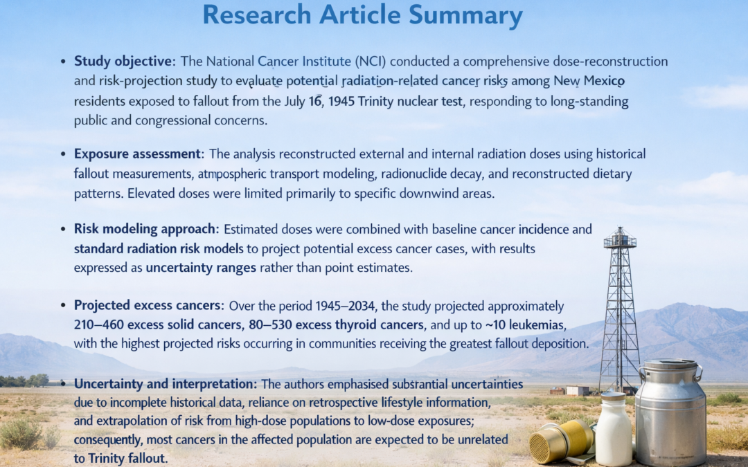 National Cancer Institute Cancer Risk Projection Study for the Trinity Nuclear Test Summary of Findings in Health Physics