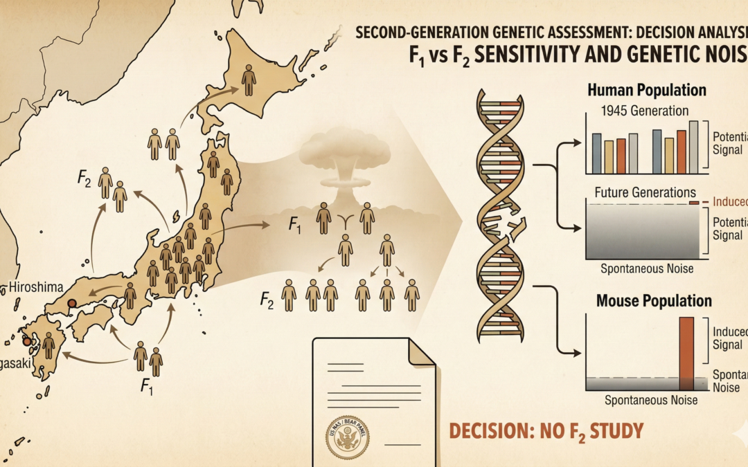 The National Academy of Sciences Biological Effects of Atomic Radiation(BEAR) Genetics Panel recommended no second-generation genetic damage study of the offspring of the atomic bombings in Japan